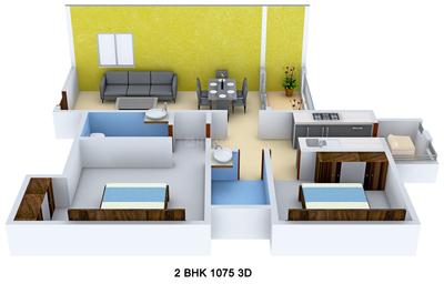 Gallery Cover Image of 1000 Sq.ft 1 BHK Apartment for buy in Mahendra Aarna, Electronic City for 5000000