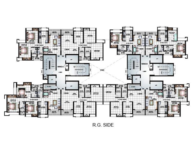 Floor Plan Floor Plan Image of 855 Sq.ft 3 BHK Apartment for buy in Thane West for 14500000