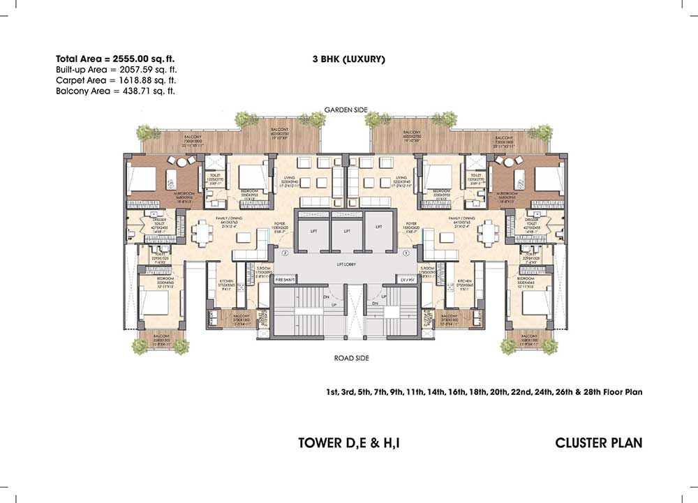 Floor Plan Floor Plan Image of 2555 Sq.ft 3 BHK Apartment for buy in Sector 150 for 12647250