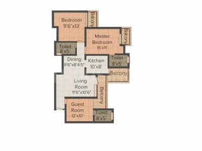 Gallery Cover Image of 1640 Sq.ft 3 BHK Apartment for buy in Amrapali Sapphire, Sector 45 for 9300000
