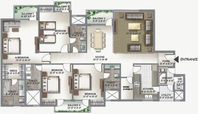 4 BHK अपार्टमेंट