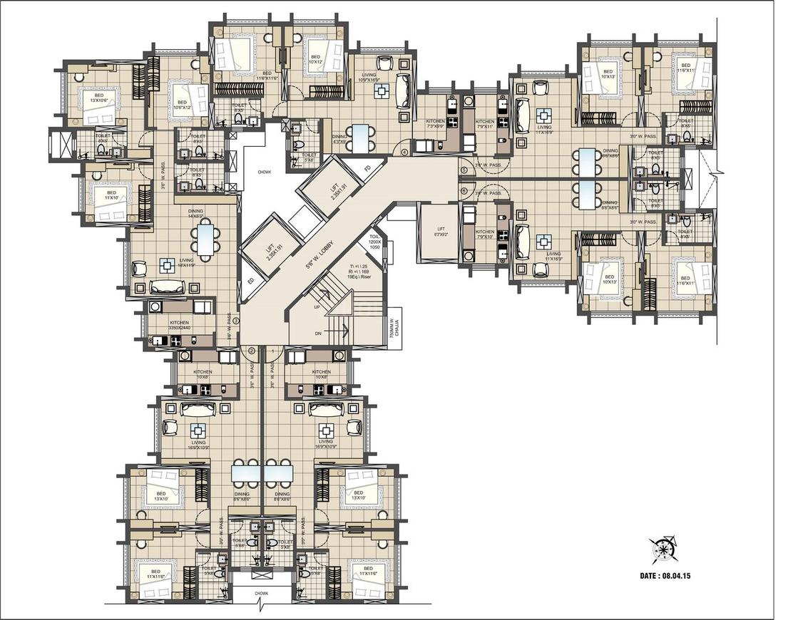Floor Plan Floor Plan Image of 1199 Sq.ft 2 BHK Apartment for buy in Chembur for 22000000