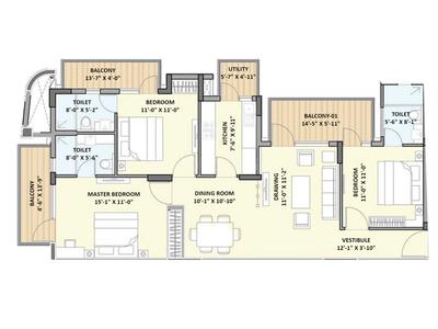 3 BHK अपार्टमेंट