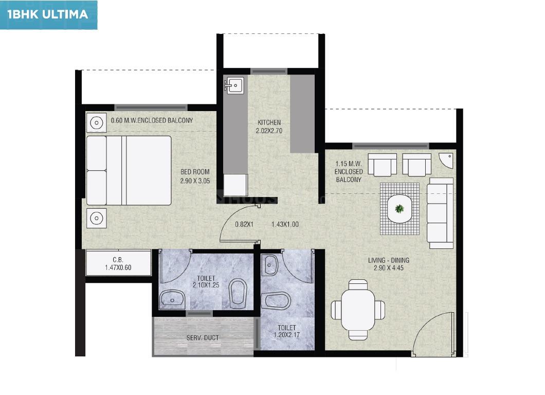 Floor Plan Floor Plan Image of 357 Sq.ft 1 BHK Independent House for buy in Thane West for 4497000