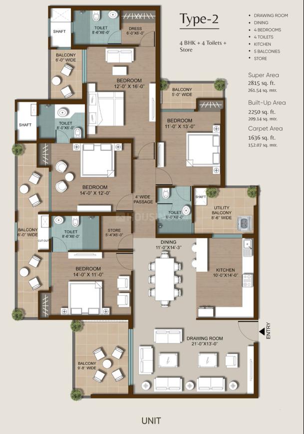 Floor Plan Bhk Flats In Cloud Vaishali 1414 Sqft BHK Flat For Sale