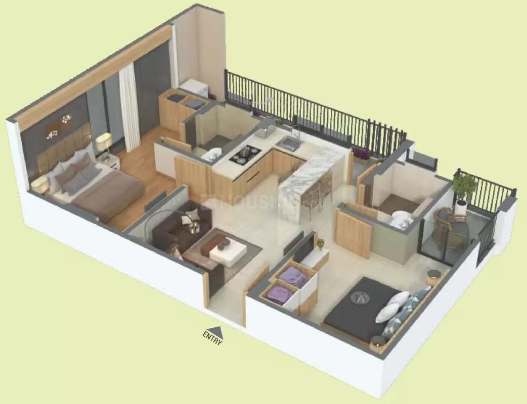 Floor Plan Floor Plan Image of 870 Sq.ft 2 BHK Apartment for buy in Tonk Phatak for 4176000