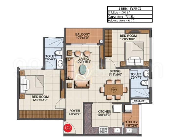 1096 Sqft 2 Bhk Apartment For Sale In Sumadhura Eden Garden