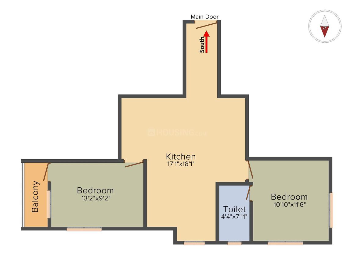 Floor Plan Floor Plan Image of 817 Sq.ft 2 BHK Apartment for buy in Mourigram for 2328450