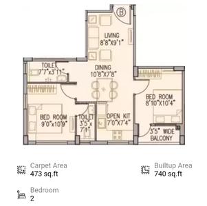 2 BHK अपार्टमेंट