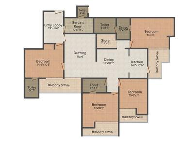 Gallery Cover Image of 2275 Sq.ft 4 BHK Apartment for buy in Supertech Ecociti, Sector 137 for 12000000