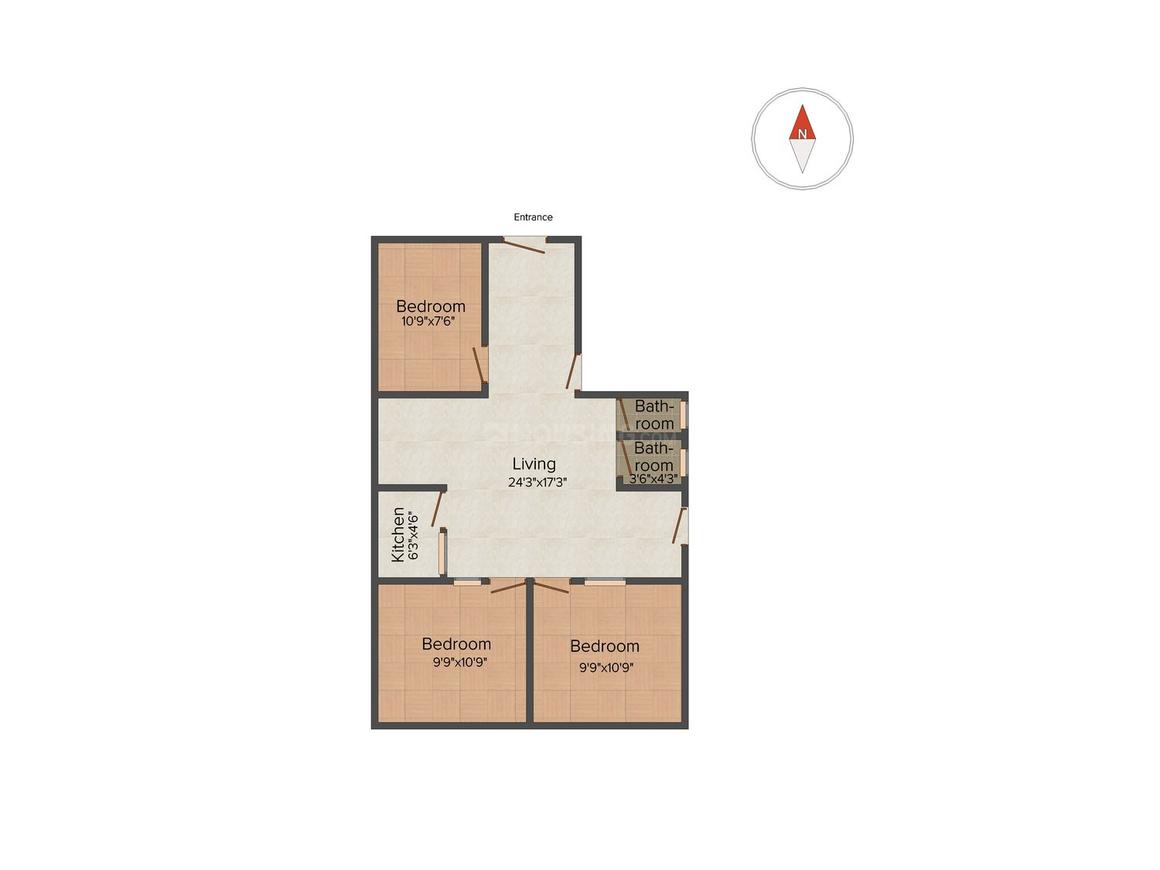 Floor Plan Floor Plan Image of 800 Sq.ft 3 RK Independent House for buy in Sector 51 for 2500000