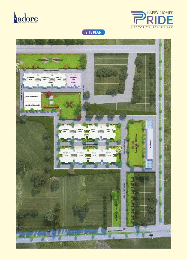 ReUpload Floor Plan Image of 1050 Sq.ft 3 BHK Apartment for buy in Sector 75 for 2630000
