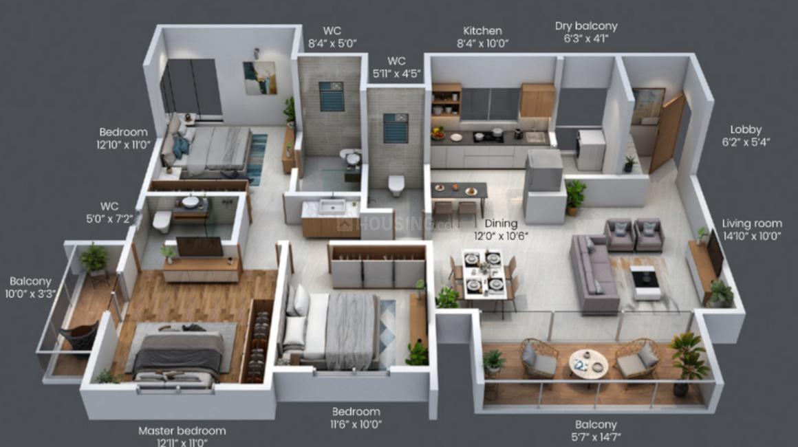Garve Omega Paradise N Wing 57 Mid Town Floor Plan Wakad, Pune